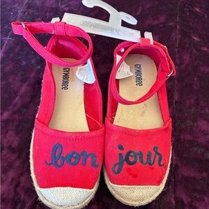 Gymboree Red 'Bonjour' Canvas Espadrille Sandals for Kids